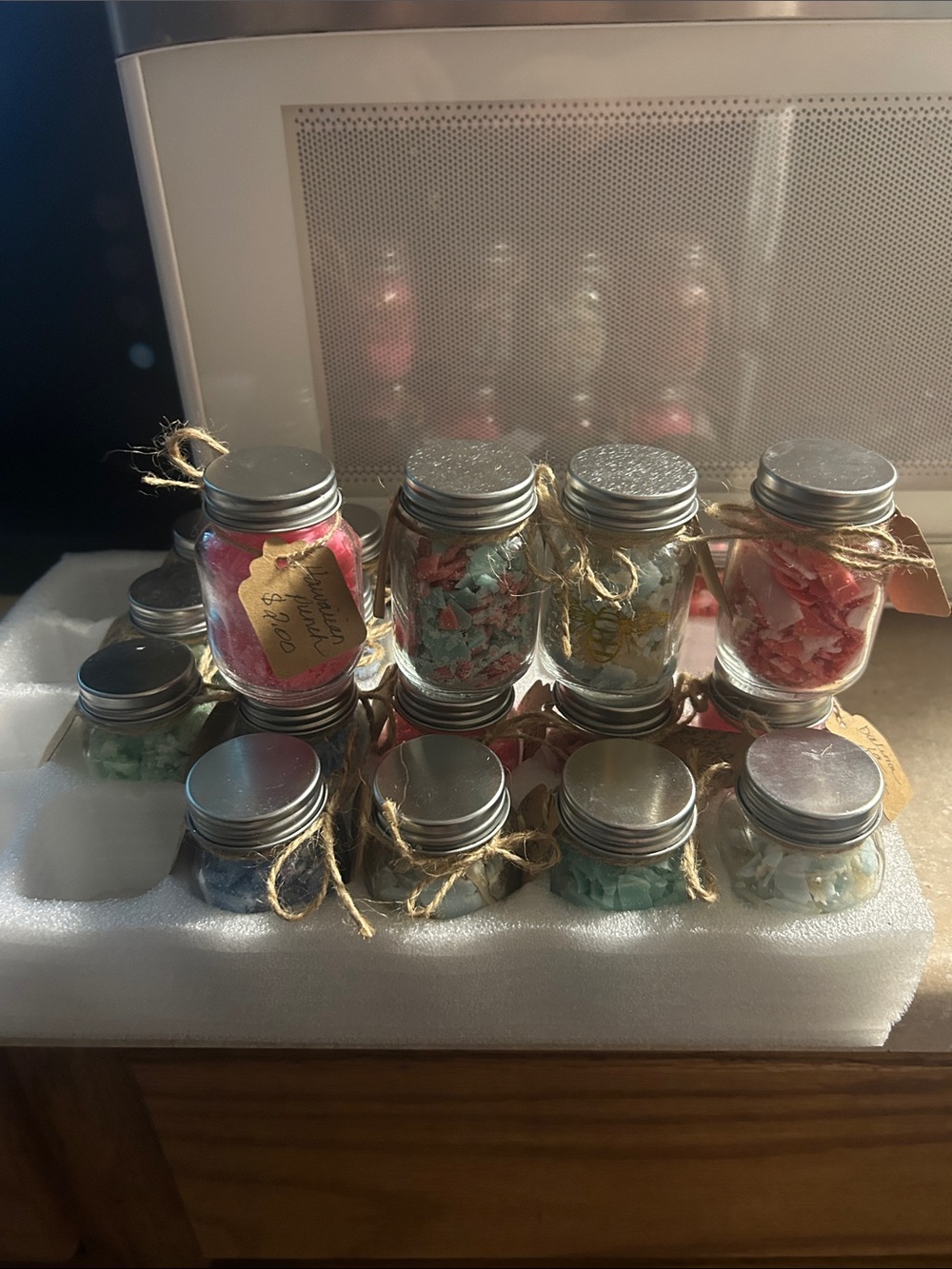 Mini jars of soy wax crumbles $2.00 each or 5/$10
